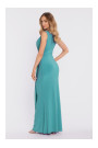 M913 Drapēta maxi kleita ar paaugstinātu vidukli un paneli - tirkīza krāsā